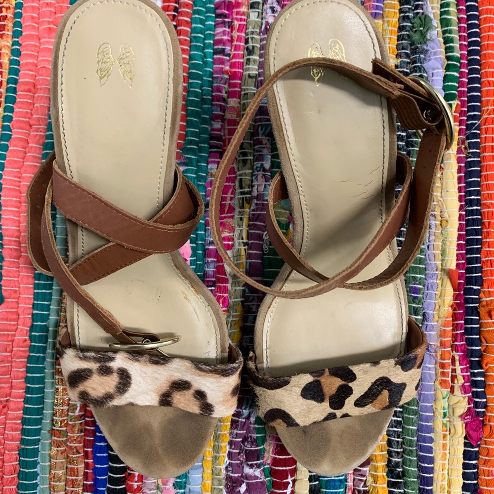 Victoria Secret Leather Cheetah Sandal Heels